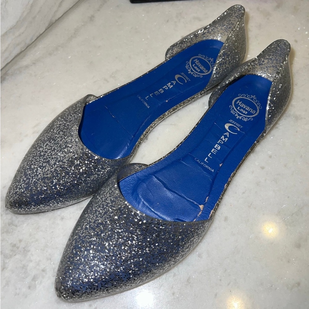 Jeffrey Campbell Silver Jelly Love d’Orsay Flats Size 8